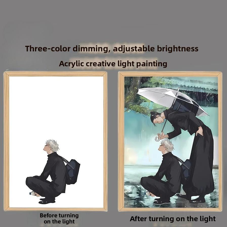 31cm/12.2in Satoru Gojo Light Painting Anime Peripherals 3D Night Light Bedroom Decoration Acrylic Originality Collectible Gifts