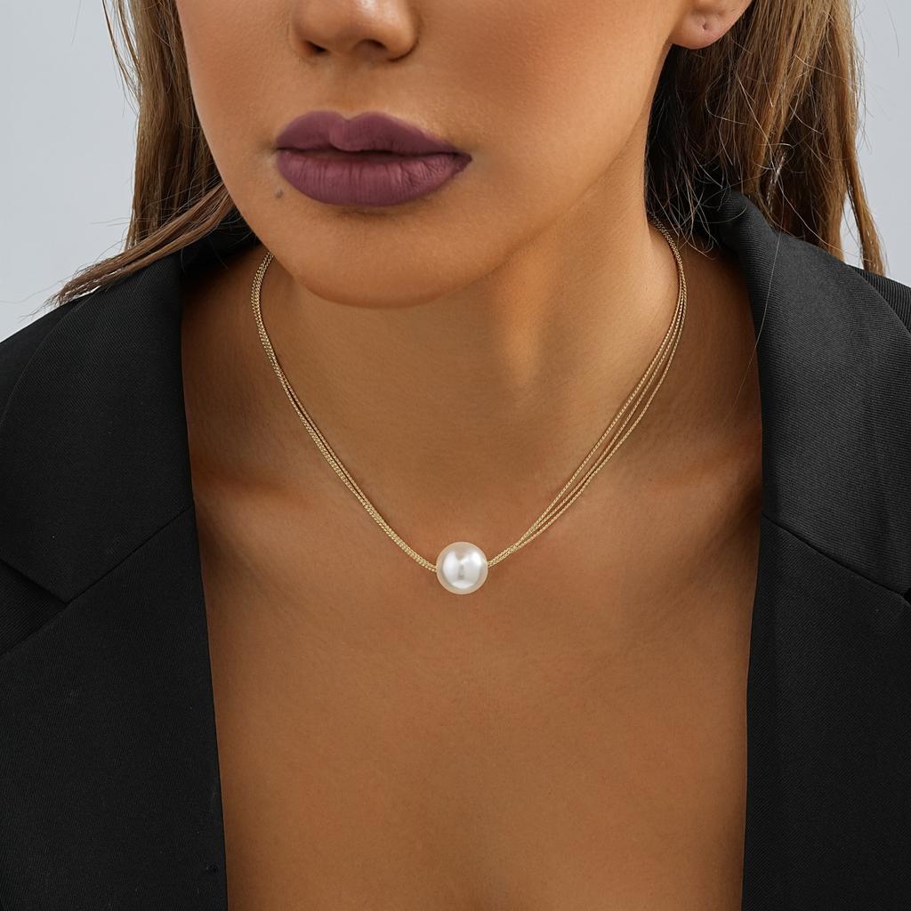 European and American Fashion Trends, Personalized Imitation Pearl Pendant Multi-layer Necklace, Simple and Versatile 