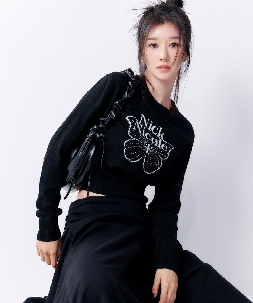 Nigaennikol Shirring Flare Midi Skirt_Black
