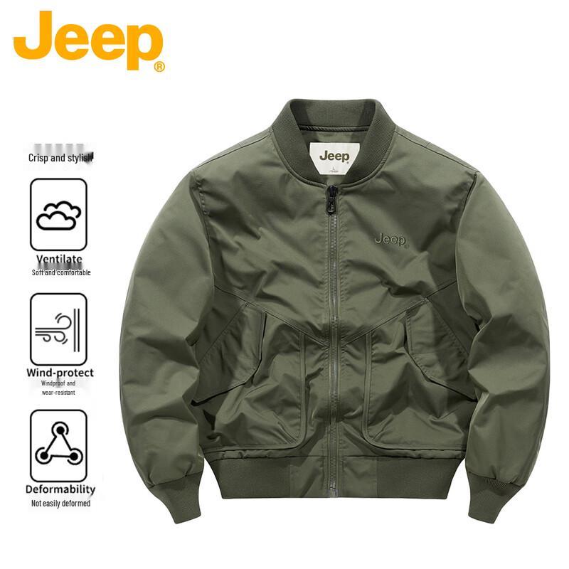 

JEEP Men s American Retro Embroidered Bomber Jacket 3XL