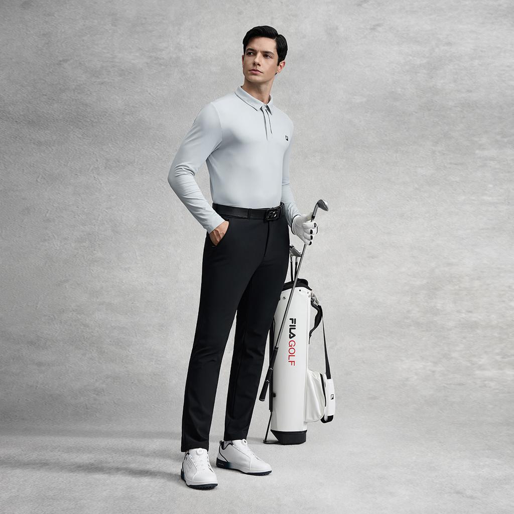 Fila Golf Series Simple Fashion Trendy Casual Sports Polo Shirt Men Tops Satin-Gray-Blue A11M545213FLB