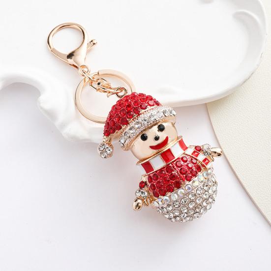 Yousheng Schlüsselanhänger Anhänger Funkelnde Strasssteine Schneemann Design Metall Schlüsselring Dekorativer Schlüsselhalter Freunde Taschenanhänger