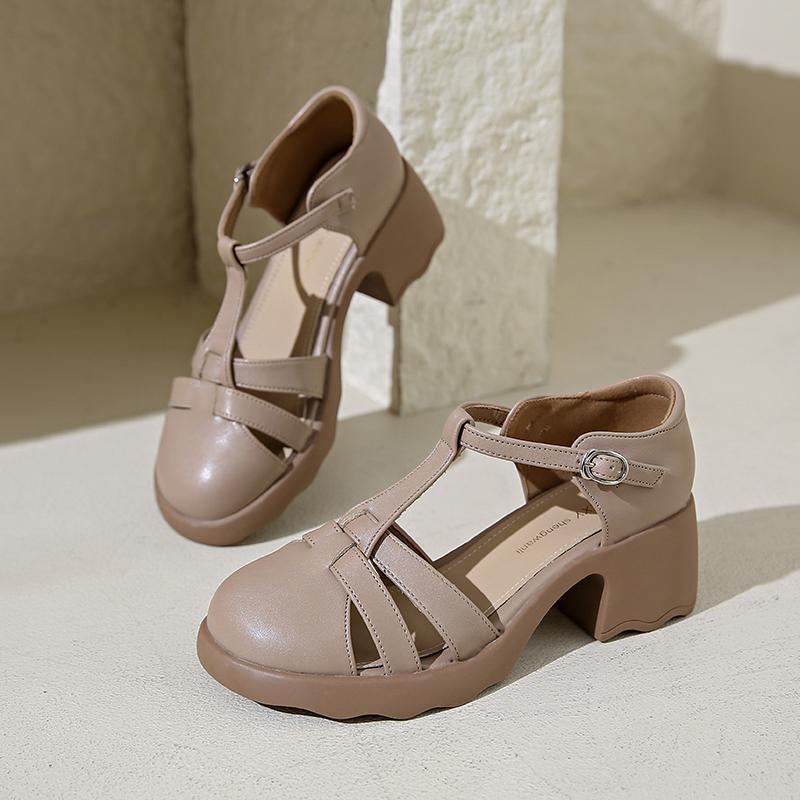 2024 New Thick Sole Sandals Women Wrap Toe Hollow Outs Roman Sandalias Women Casual Beach Shoes Summer Platform Sandals Woman