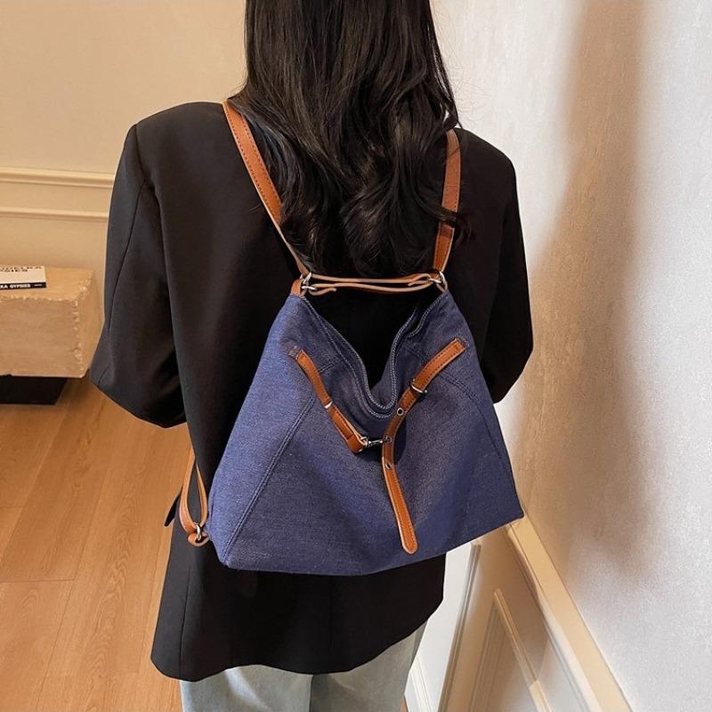 Canvas commuter tote bag women's large-capacity new spring and summer shoulder messenger bag three-purpose backpack