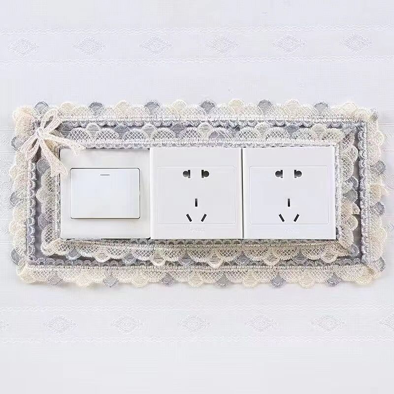 

Защитная рамка для выключателя Минималистичное настенное украшение Наклейка на стену для гостиной Креативная наклейка на розетку Тканевое кружево Двойное открытие Flower Gray three open A pack