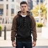 Men S Hooded Sweatshirt Pullover Winter Color Block Casual Outerwear