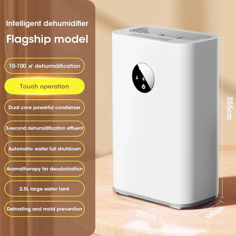 Portable 2.5L Smart Dehumidifier with 24H Timer for Damp Mold Moisture Removal In Home Basement Bedroom Bathroom