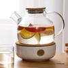 Japanese Heat-Resistant Glass Teapot Set with Candle Warmer for Brewing Fruit and Flower Tea
