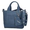 GUESS SASHA Mini Denim Tote Bag DY975175 DEN with Heart Pouch Charm, 2WAY Crossbody and Shoulder Handbag