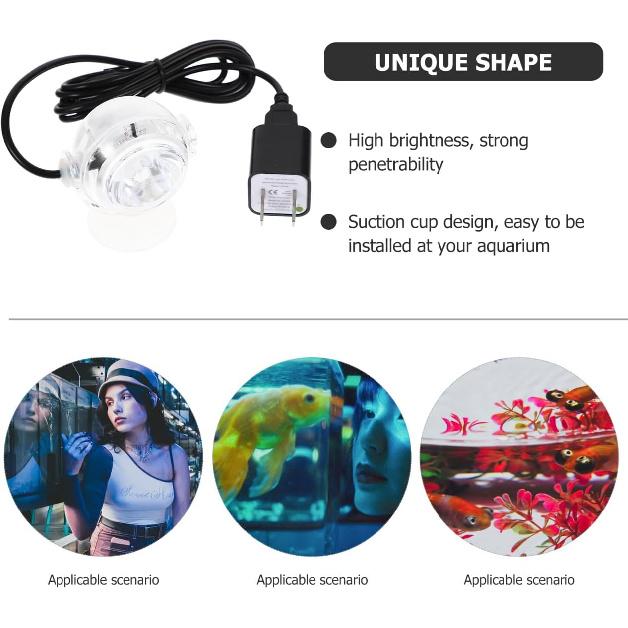 Underwater Led Fish Tank Lamp with Suction Cup Submersible Aquarium Light for Aquatic Plants and Fish Us Plug for Freshwater and Lighting