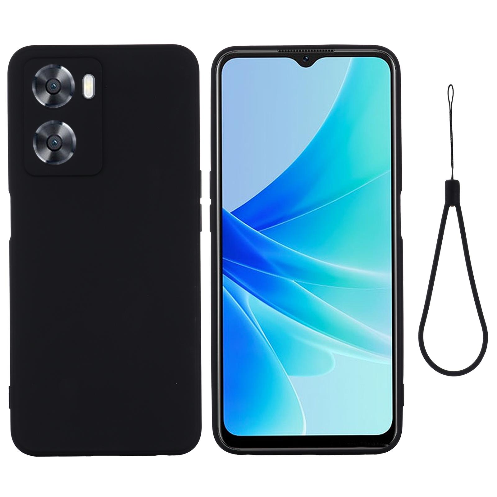 

Для OnePlus Nord N20 SE 4G Чохол Захист від подряпин Рідкий силіконовий чохол для телефону з ремінцем на руку Black