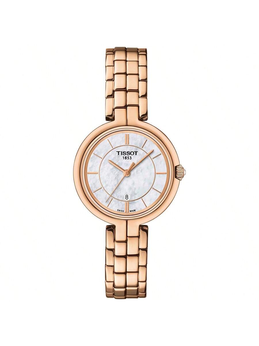 

Flamingo Women s Elegant Rose Gold Stainless Steel Quartz Watch, 30mm Round Mother-of-Pearl Dial, stylish daily, business, T094.210.33.111.01 рожевий колір золота
