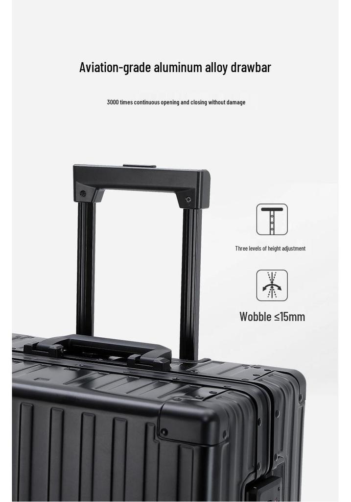 Aluminum-Magnesium Alloy Trolley Case - All-Metal Universal Wheel Luggage for Men and Women Business Carry-On