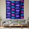 Colorful Sea Turtles Pattern On Dark Background Patterned Tapestry Decorative Wall Hanging, Home Bedroom Living Room Decor