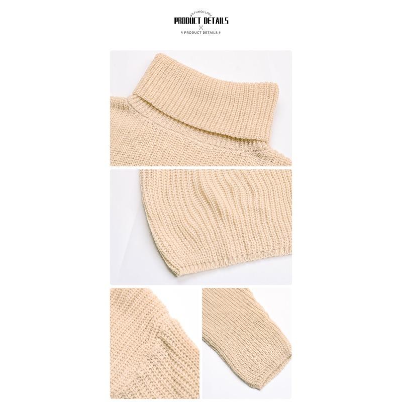 YYFS Women's Fashion Casual Fall Winter Solid Color Print Long Sleeve High Neck Tops Women's Clothing Woolen Knitwear Sweaters