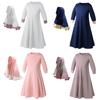 Muslim Ramadan Sets Children Girls Prayer Dress Hijab Abaya Arab Kids Long Robe with Headscarf Islamic Jilbab Kaftan Gown