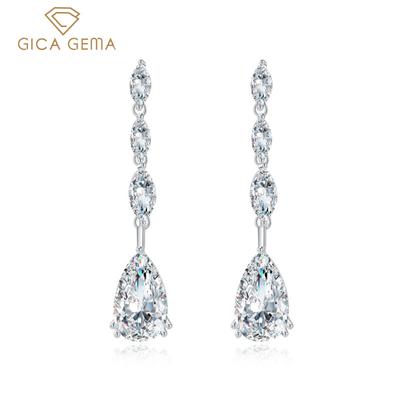 Tropfenohrringe mit hohem Kohlenstoffgehalt, 925er-Sterlingsilber, 47 x 10 mm, weißer Edelstein, romantischer edler Schmuck, Hochzeit, Party, Geschenke, neuer Trend
