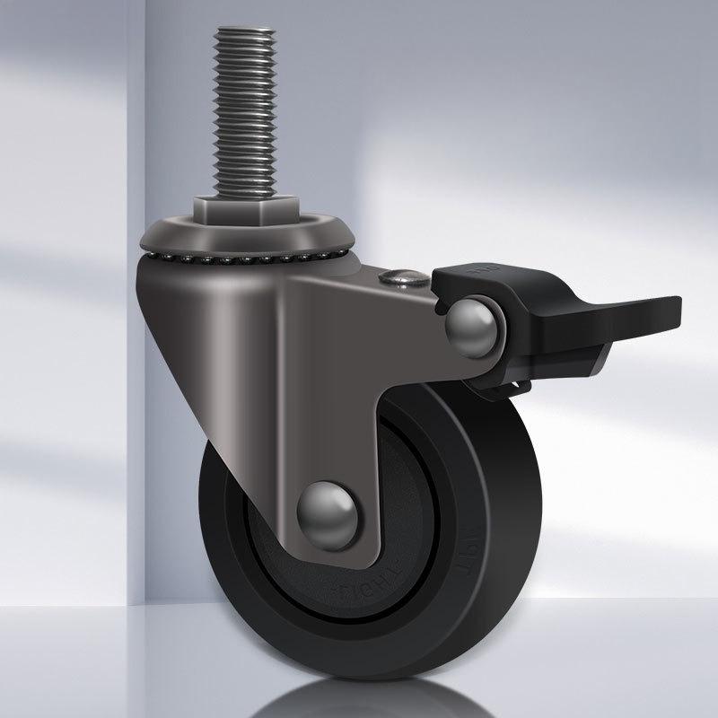 TPE casters with swivel wheels, brake, silent, heavy-duty, directional 2-inch sliding wheels for storage racks