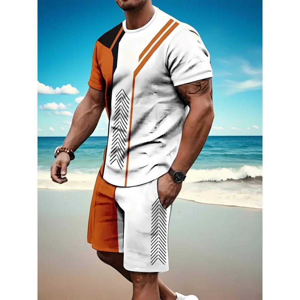 Herren Sommer Buchstabe Graffiti Print Übergroß Zweiteilig Einfach Lässig Streetwear König Druck Strand Anzug Bequem Weich Atmungsaktiv Shorts Sport Set