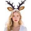 Reindeer Antlers Headband for Women Adults Plush Deer Ears Headpiece Reindeer Horns Costume Accessories for Halloween Christmas Party Cosplay Supplies