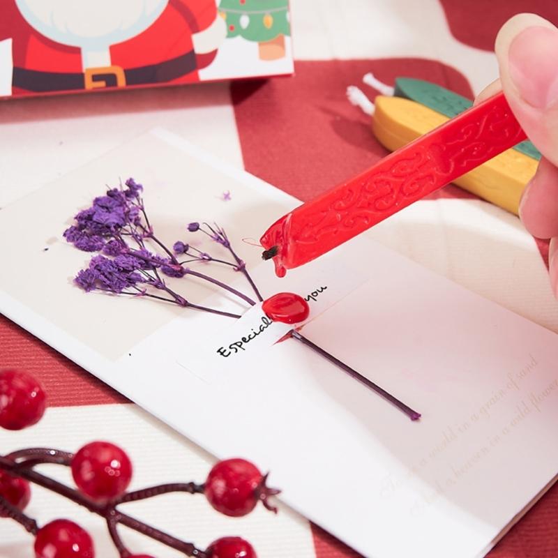 Christmas Holiday Seal Stamp Set for Wedding Christmas Valentines, With Wood Handle, Replaceable Stamp Head, Seal Sticks
