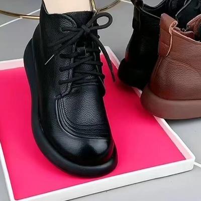 Thick-soled Short Tube Velvet Warm Martin Boots Women's 2024 Autumn and Winter New Round Head Soft-soled Retro Mother Short Boots Single Boots