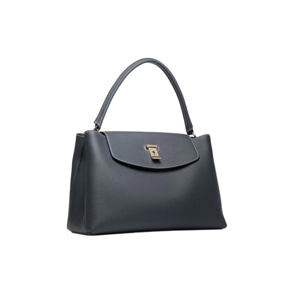 Bally Lock Me Adjustable Shoulder Strap Grain Calfskin Shoulder Tote Bag Women handbags Gold Blue 6307806