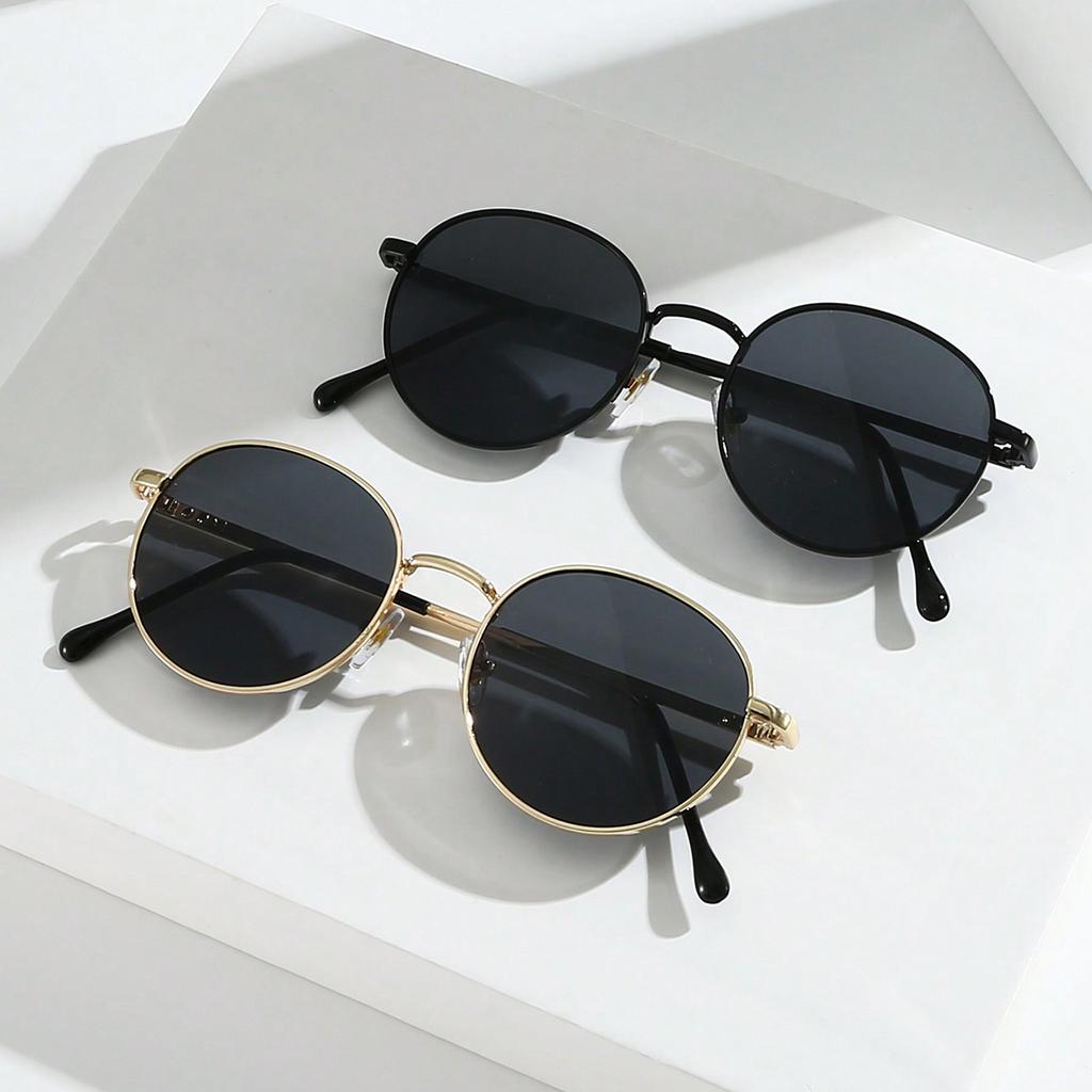 2pc New Fashion Women's Sunglasses, Driving, Square Shape, Gradient Lens, High-End Design For Large Faces Vintage Shades Beach Accessories