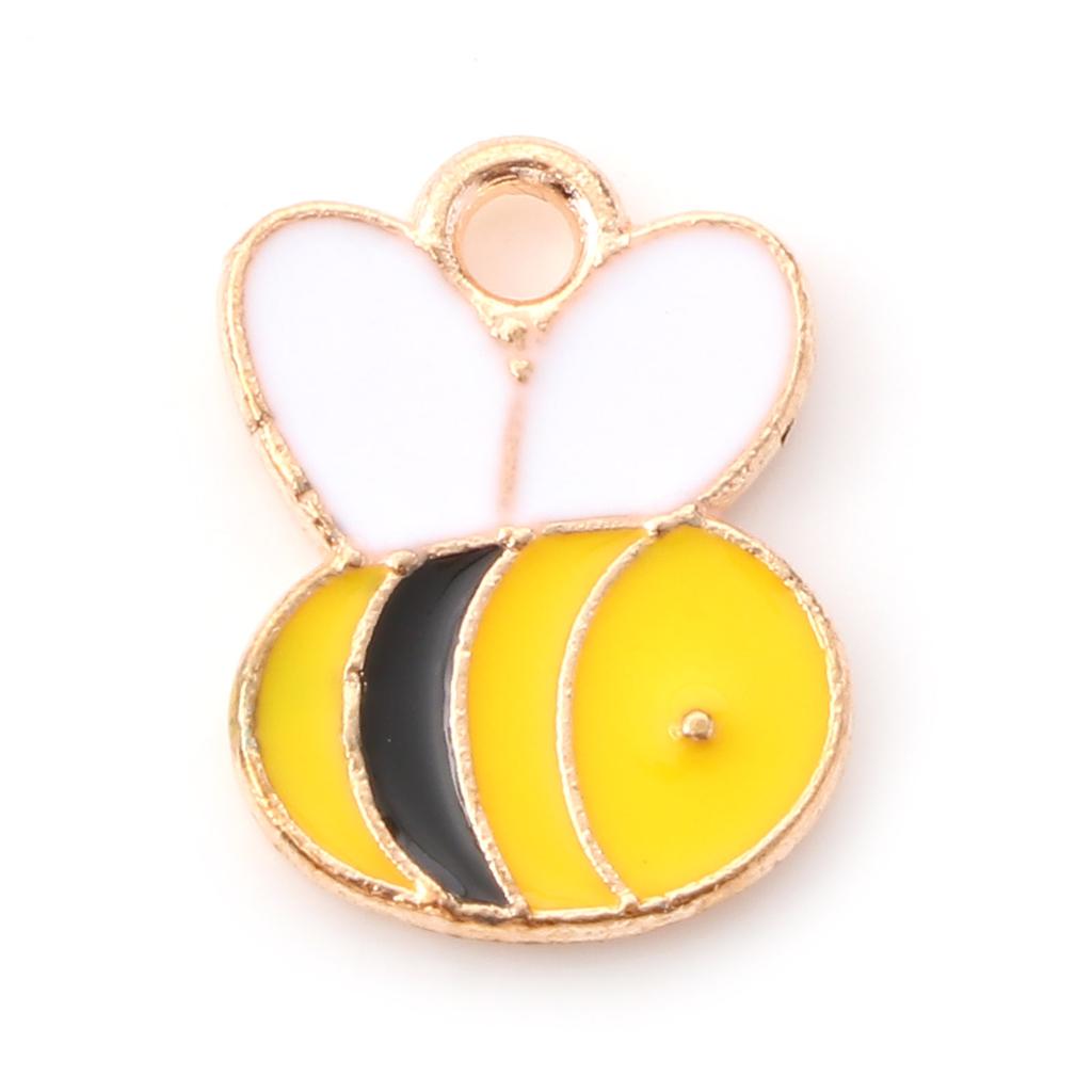 Cute Cartoon Insect Honey Jar Bee Charms Multicolor Enamel Gold Color Pendants Diy Making Necklace Bracelets Jewelry,10pcs