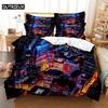 City Night View 3D Digital Bedding Sets Home Bedclothes Super King Cover Pillowcase Comforter Textiles Bedding Set  Bed Set