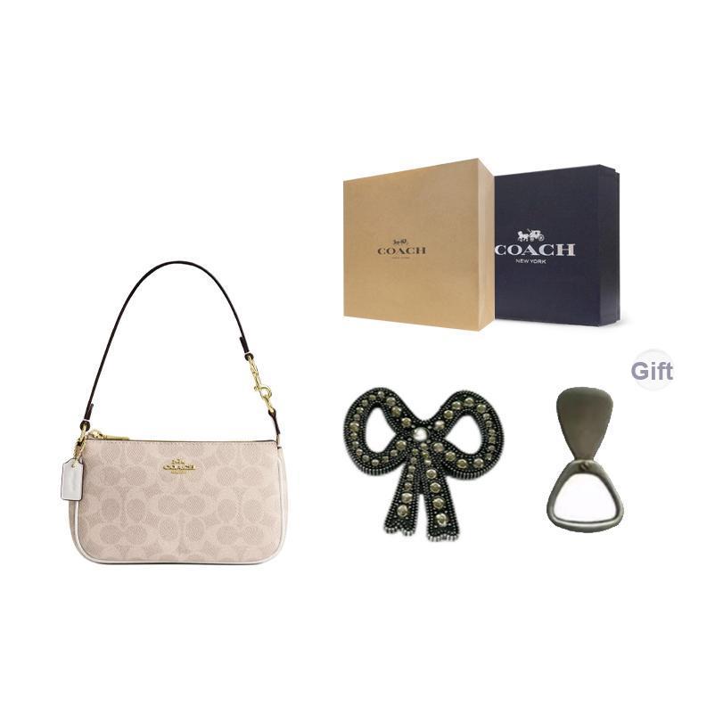 Coach Nolita 19 Klassische Monogramm-Print Reißverschluss Beschichtetes Canvas Schulter-Tote-Bag Kleine Damenhandtaschen Sand Kreideweiß CW426-IMXDM