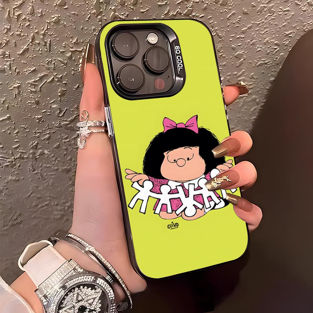 Anime M-Mafalda Phone Case For IPhone17 Air 16 15 14 Plus 13 12 11 Pro XS Max Silver Black Bumper Case