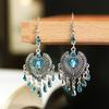 Bohemian Ethnisch Lang Blau Acryl Kristall Wassertropfen Ohrringe für Damen Retro Temperament Geometrisch Hängende Ohrringe Schmuck