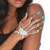 Fashion Punk Silver Skeleton Hand Chain Fingers Bracelet Ring