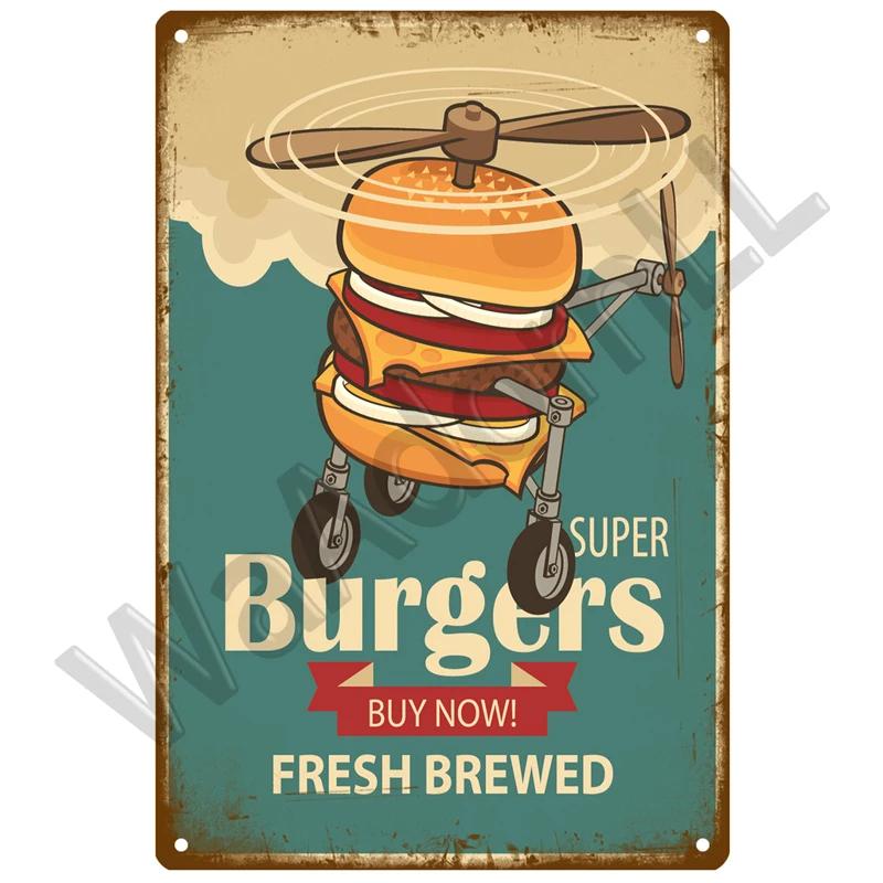 Retro DINER Plåtskylt Poster Vintage Väggposters Metallskylt Dekorativ Väggplatta Köksskylt Metall Vintage Dekor Tillbehör