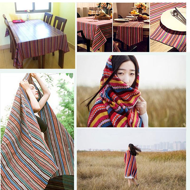 BILU Thicken Yarn Woven Polyester Cotton Linen Ethnic Jacquard Fabric for Home Textile