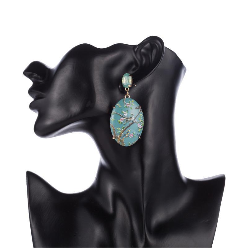 Alloy Geometric Contemporary Earrings Multicolor Oval Design Fashion Street