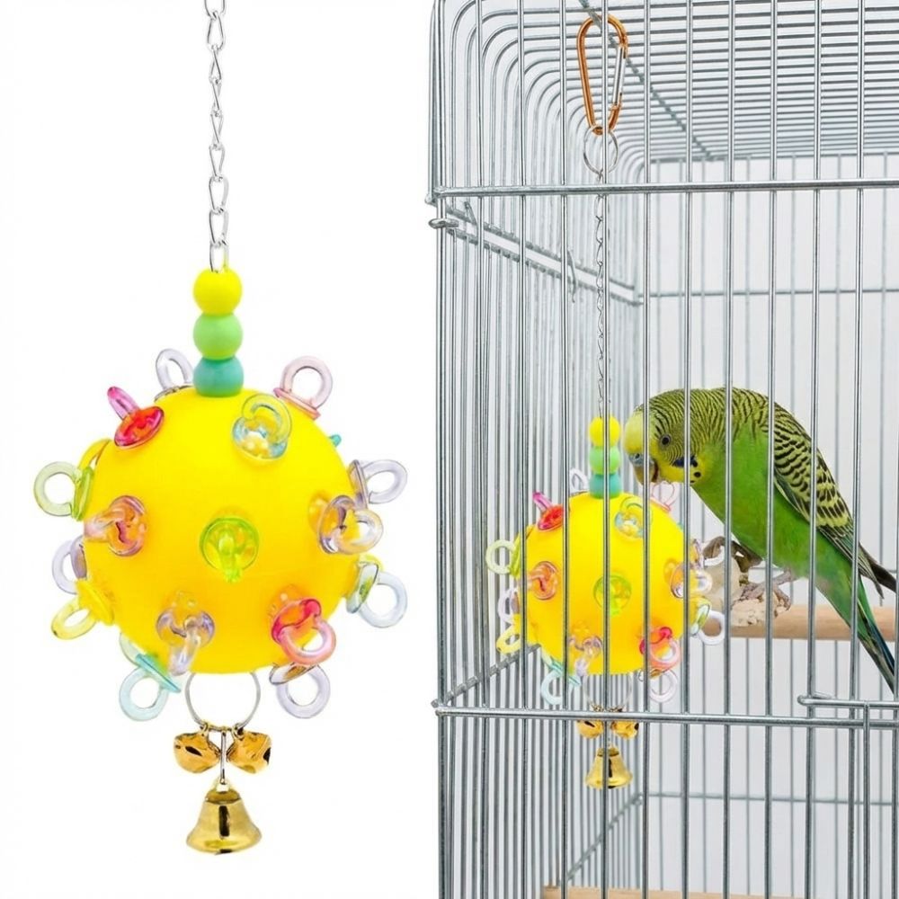 with Bell Bird Cage Toy Detachable Hanging Foraging Ball Pet Bird Bites Toy Pet Entertainment