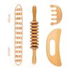 Solid Wood Meridian Massage Set: Face & Leg Gua Sha, Handheld Roller for Full Body Relief