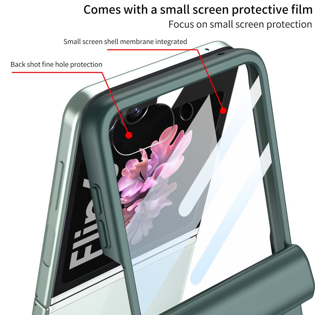 Funda rígida de PC con bisagra magnética para Samsung Galaxy Z Flip 6, 5 y 4, a prueba de golpes y con protector de pantalla pequeño.
