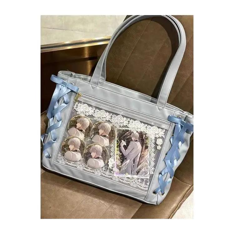 New Y2K Sweet Lolita Pink Ita Bag Women Japanese Transparent Large Capacity Tote Bag Ladies Harajuku Kawaii Handbag Aesthetic