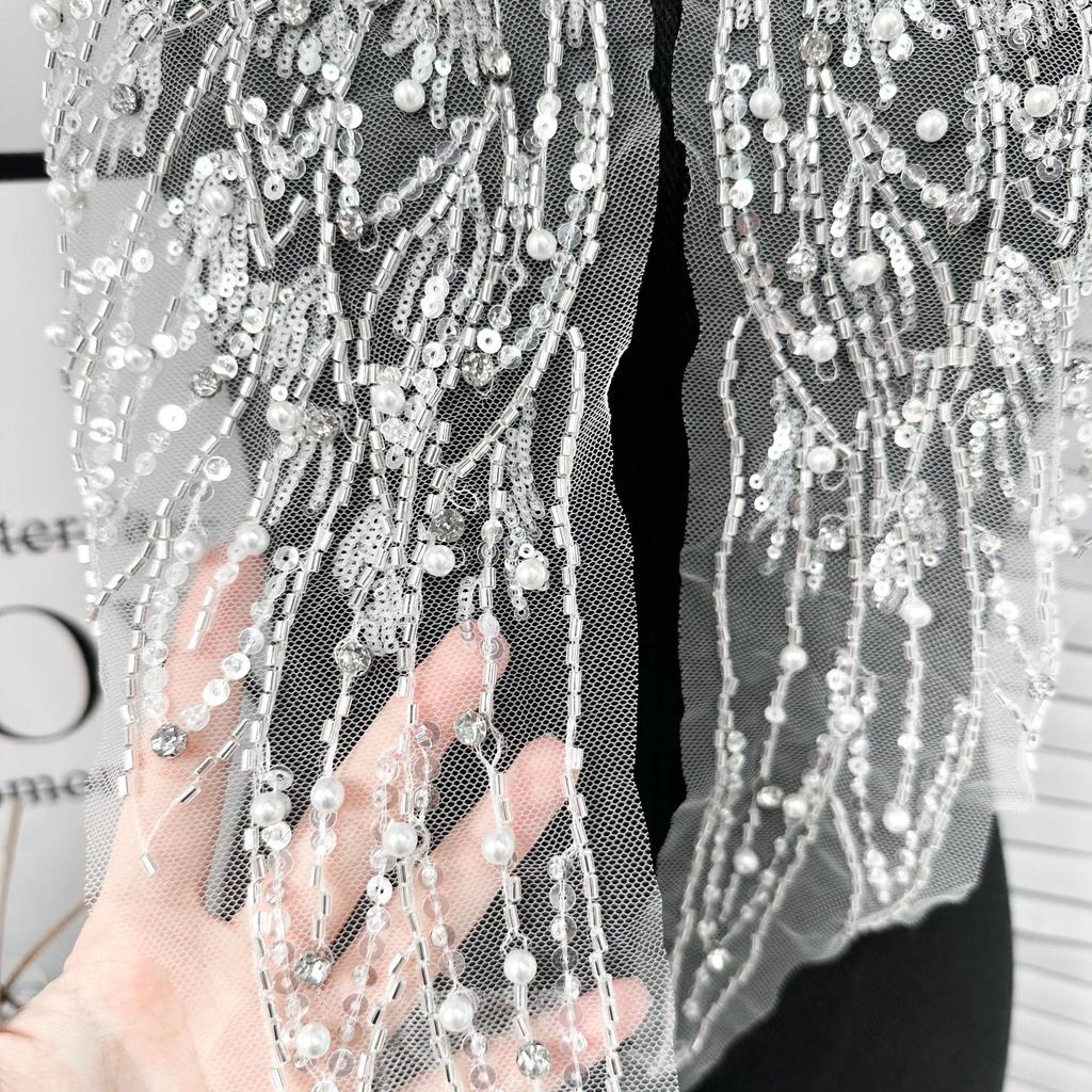 Mesh Beads Hand Sewn Diy Full Diamond Wings Corsage A Pair Of Collar Flower Clothing Wedding Dress Lace Applique Ins