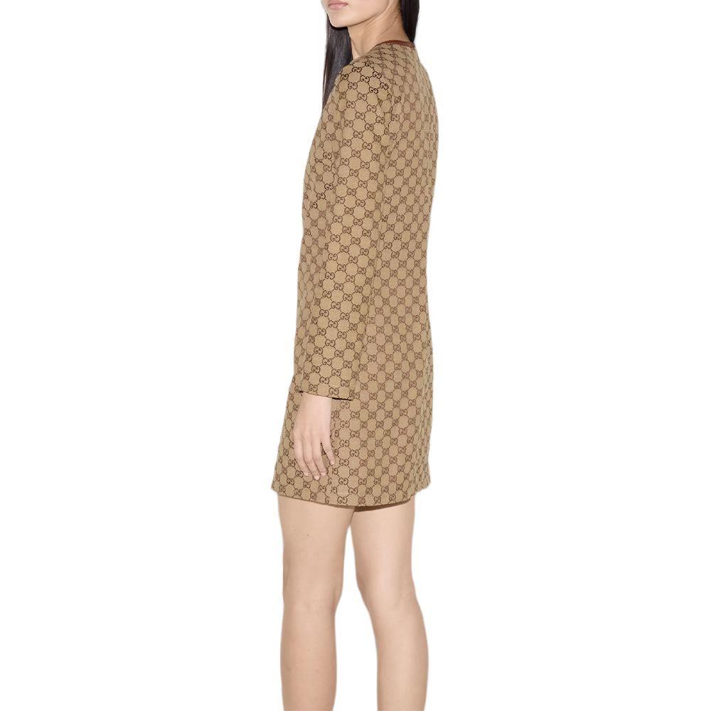 GUCCI Monogrammed Long Sleeve Mini Dress 820404-Z8BZA-2190