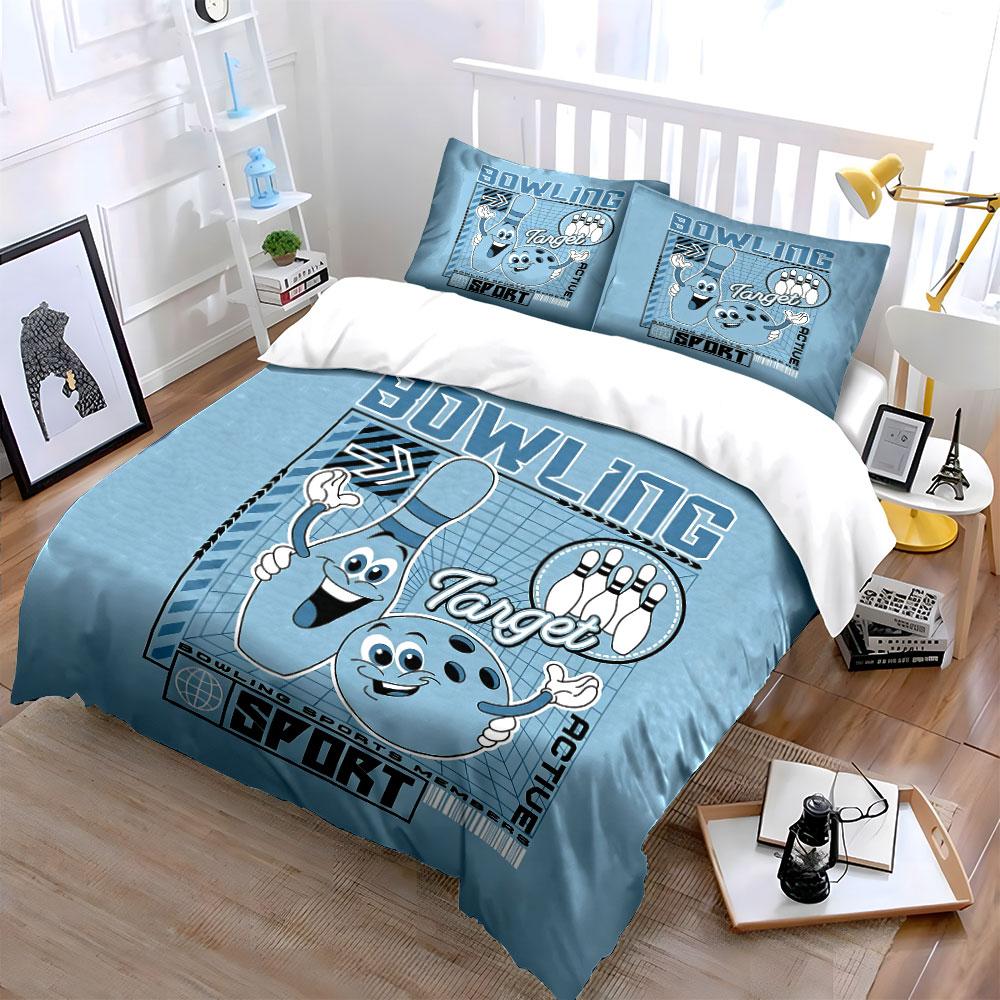 Bowling Fun Sport Theme Bedding Duvet Cover Set Duvet Cover Pillowcases (1*Duvet Cover 2*Pillowcases, without duvet insert)