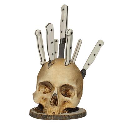Skull Knife Holder Resin Scary Storage Rack Creative Horror Skull Knife Rack Halloween Party Decoration