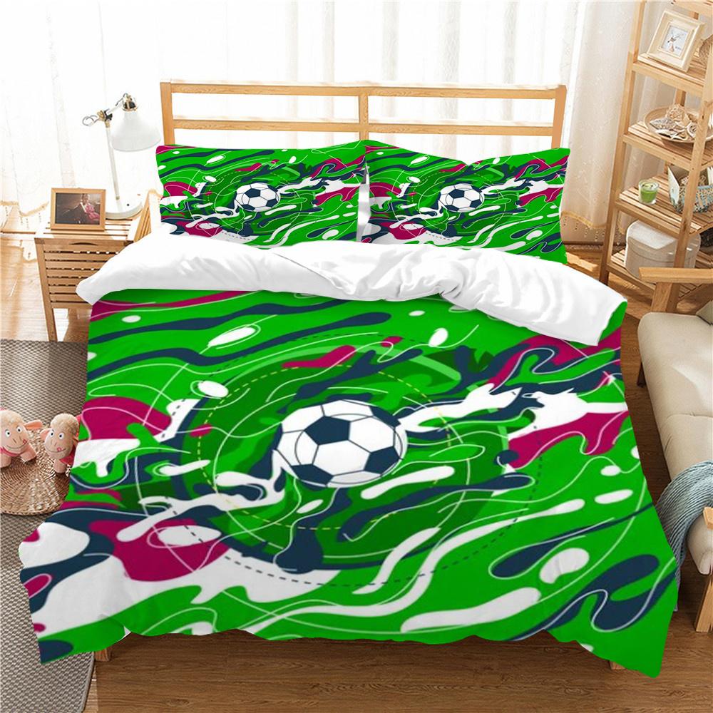 Venta caliente Juegos de fundas de cama Fútbol Textiles para el hogar Juego de funda de edredón de cama Funda nórdica 3D Ropa de cama cómoda Funda de edredón de microfibra
