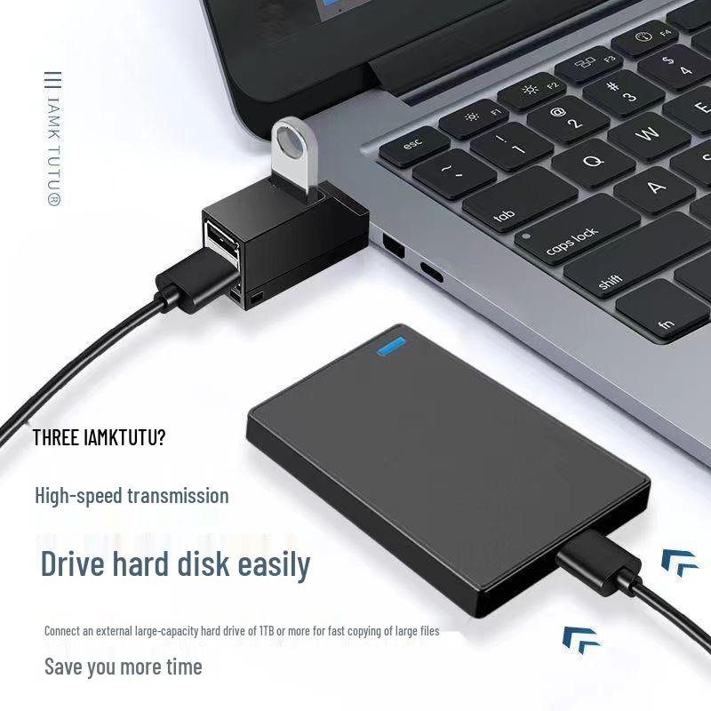 USB 3.0 High-Speed 3-Port Laptop Hub and Docking Station