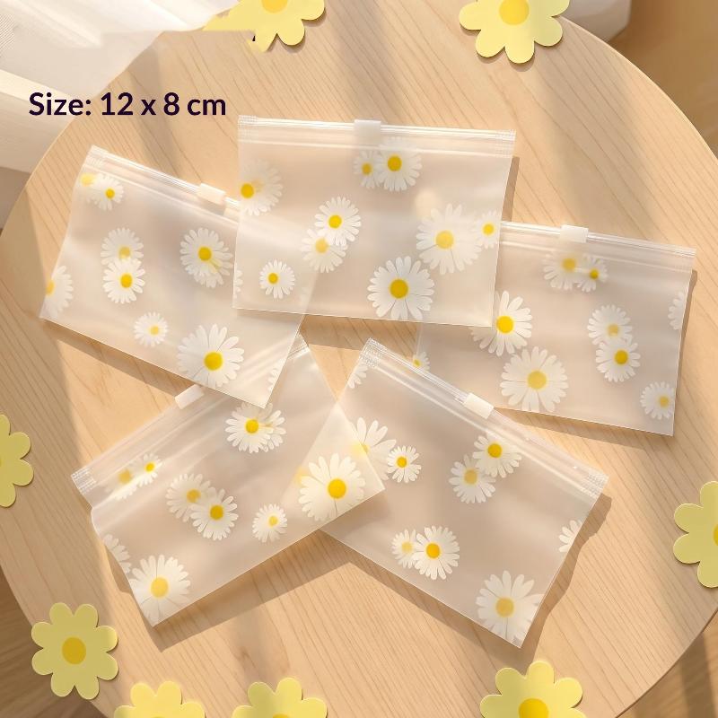 50/100Pcs Print Frosted Zipper Bags Transparent Plastic Storage Pouch Reusable Seal Bag For Jewelry Cosmetic Stationery