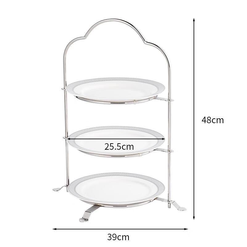 HANDUNYOU 3-Tier Stainless Steel Afternoon Tea Dessert Stand