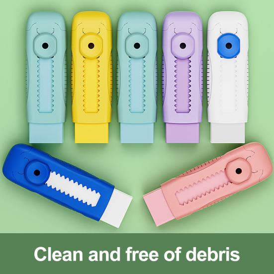 4Pcs Retractable Sliding Pencil Eraser Large Eraser with Plastic Sleeve Push-Pull Erasers for Kids Students School Office Supplies